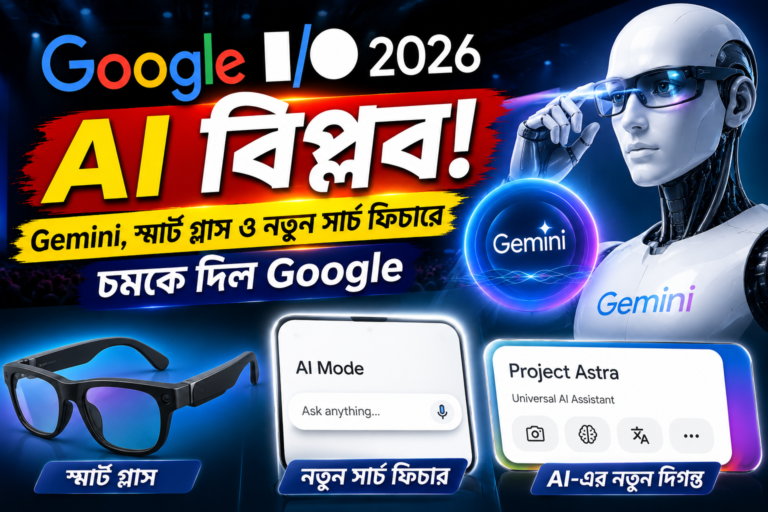 Google I/O 2026-এ AI বিপ্লব! Gemini, স্মার্ট গ্লাস ও নতুন সার্চ ফিচারে চমকে দিল Google