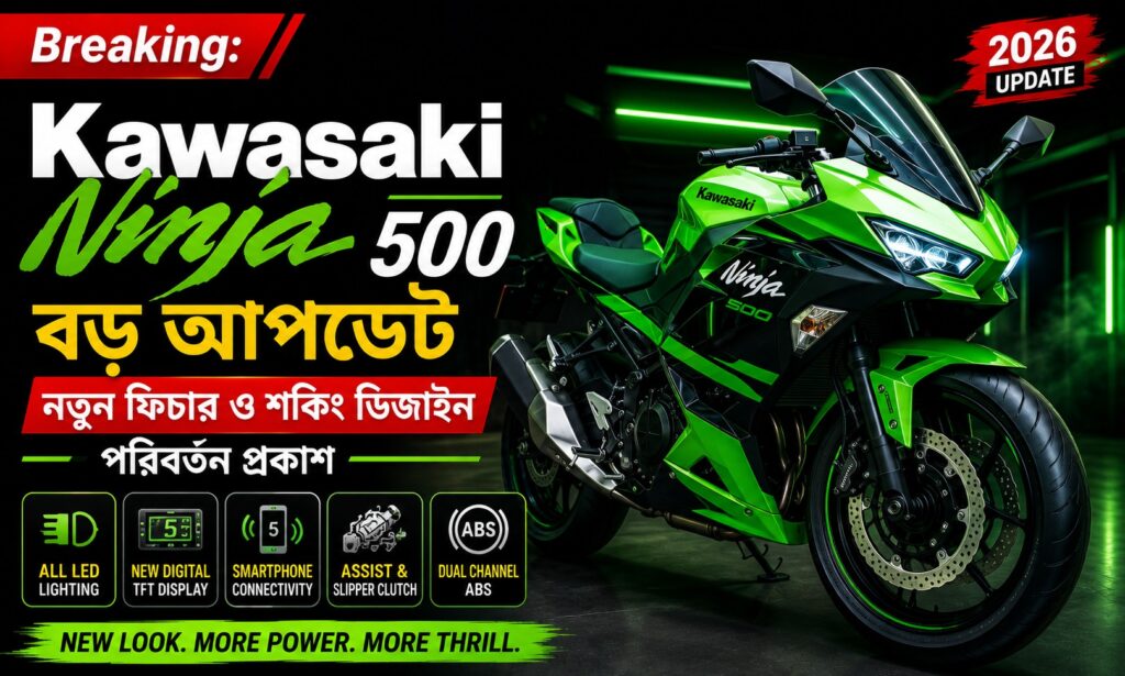 Kawasaki Ninja 500 2026 ভারতে লঞ্চ – নতুন আপডেট ও শক্তিশালী পারফরম্যান্স