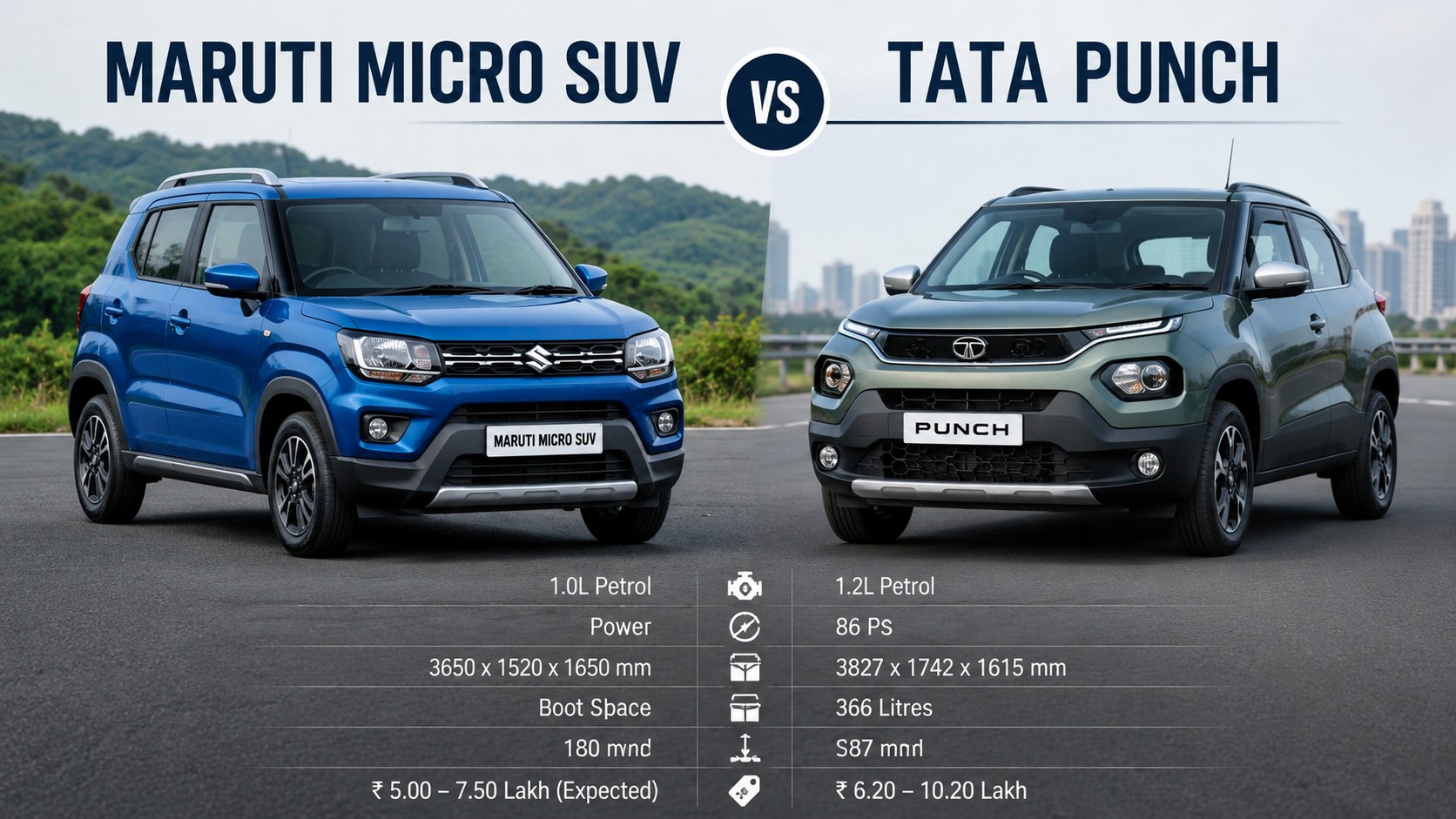 Maruti Micro SUV vs Tata Punch 2026 comparison SUV battle India