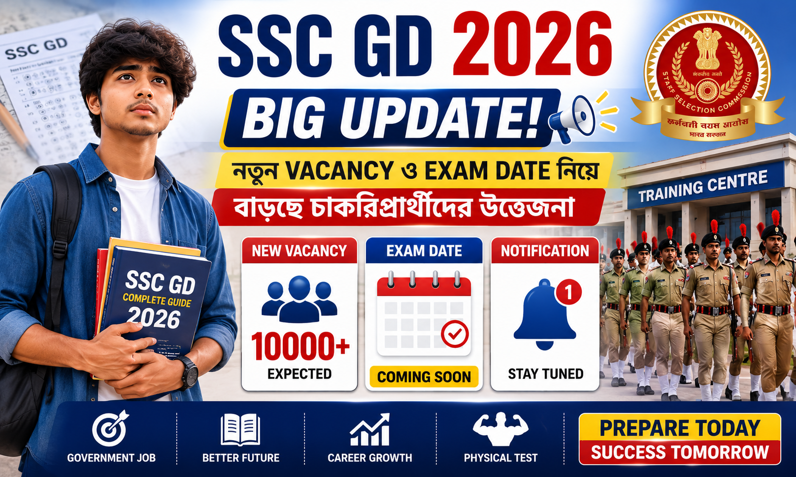SSC GD 2026 Big Update: নতুন Vacancy ও Exam Date নিয়ে বাড়ছে চাকরিপ্রার্থীদের উত্তেজনা