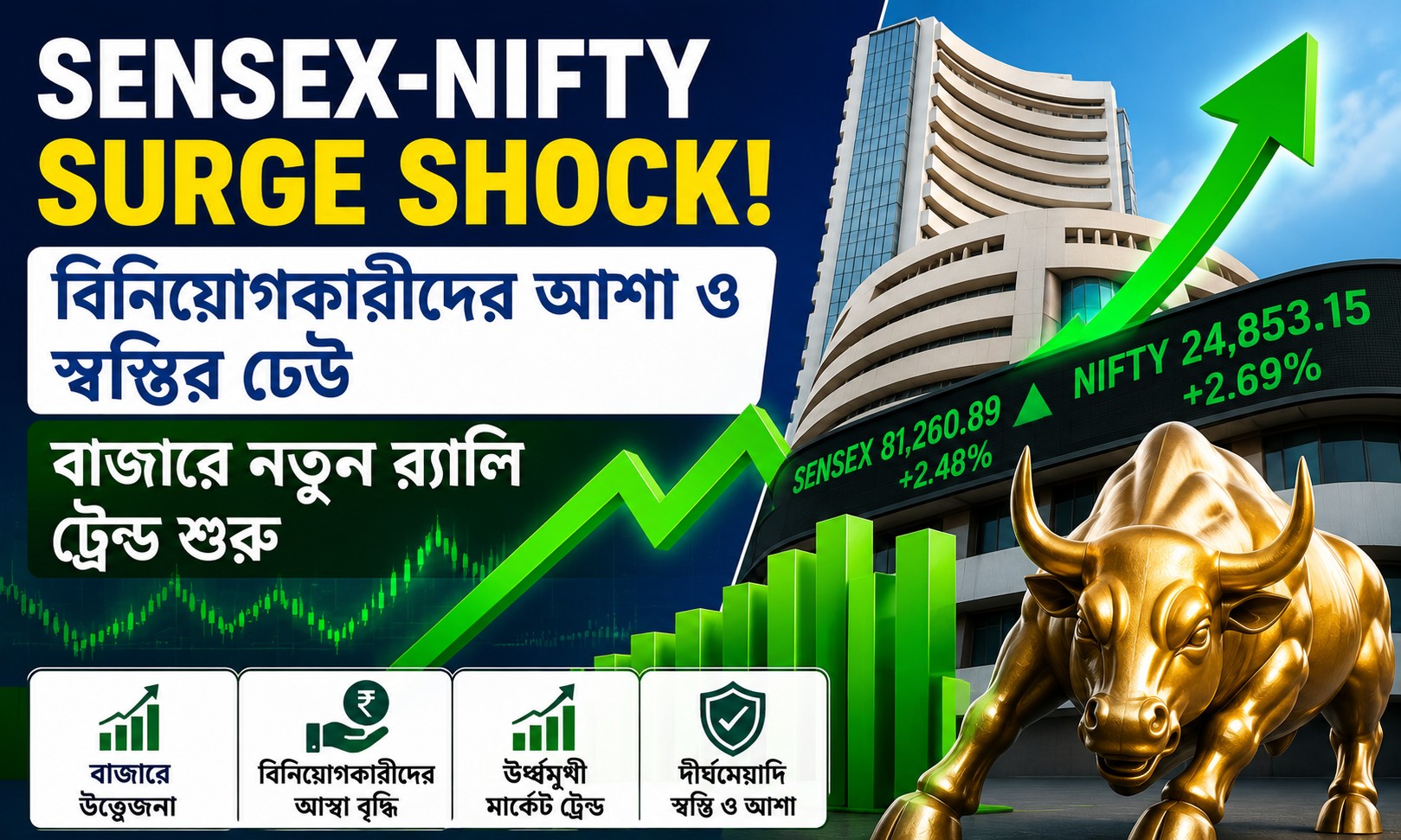 Sensex-Nifty Surge Shock: বিনিয়োগকারীদের আশা ও স্বস্তির ঢেউ