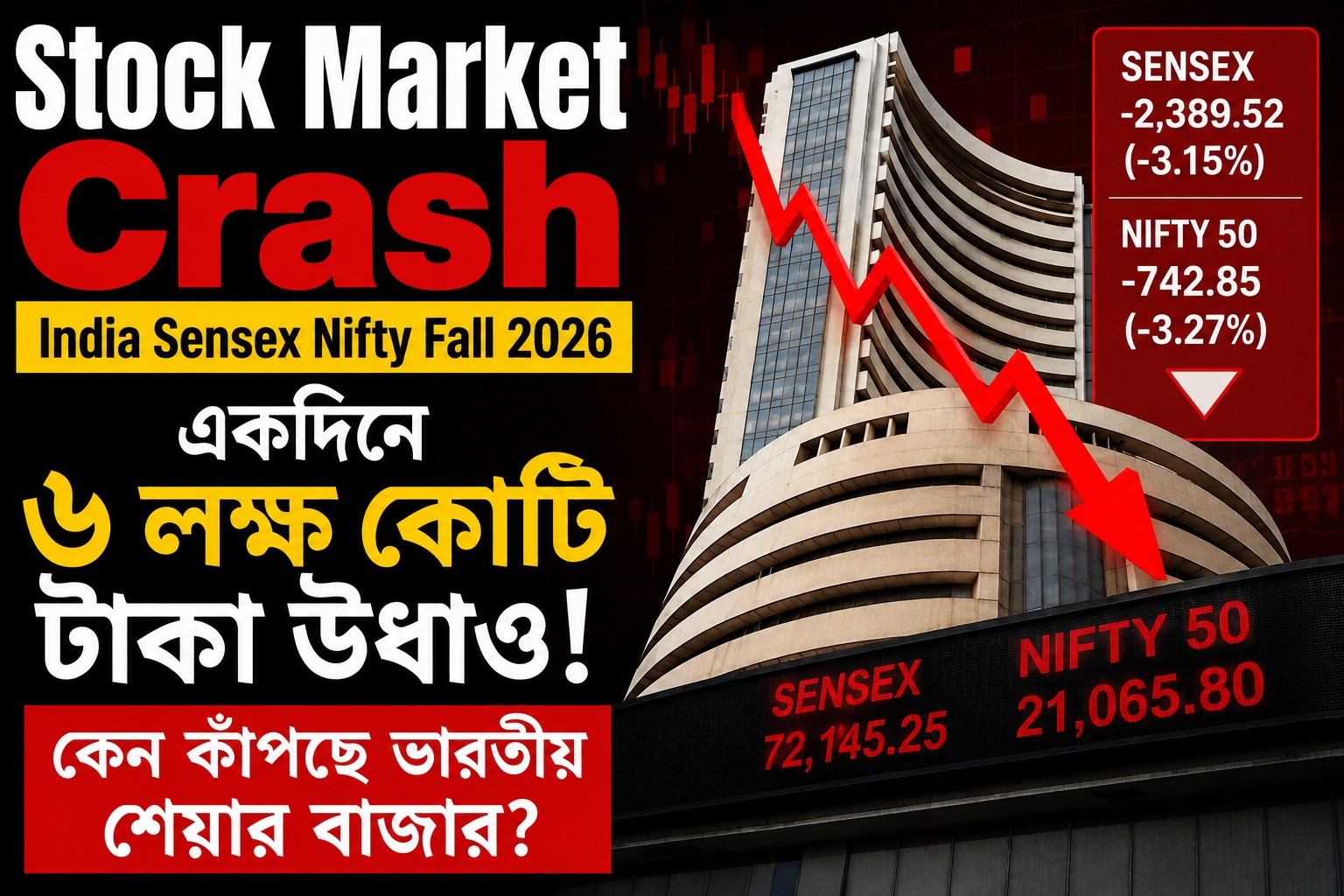 stock market crash India Sensex Nifty fall 2026