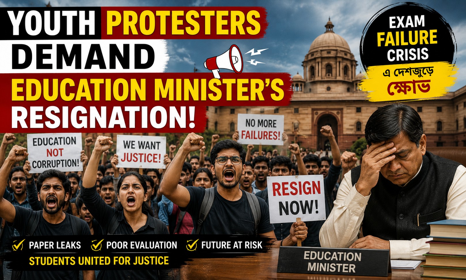 Youth Protesters Demand Education Minister’s Resignation: Students কান্নায় ভেঙে পড়ছে