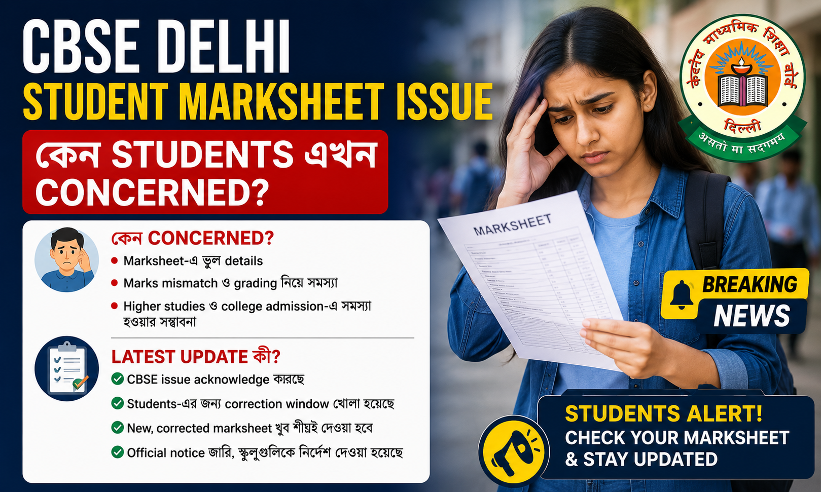 CBSE Delhi Student Marksheet Issue: কেন Students এখন Concerned, Latest Update কী?