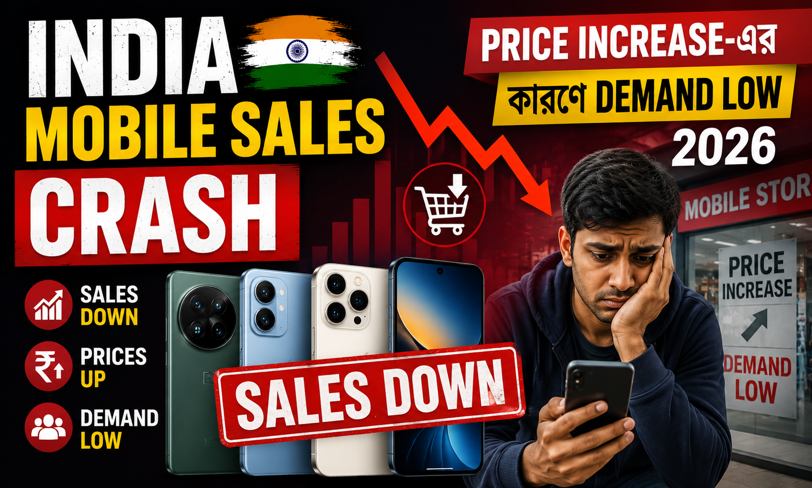 Mobile Phone Sales Crash 2026: দাম বাড়ার কারণে Smartphone Market-এ বড় Decline Shock